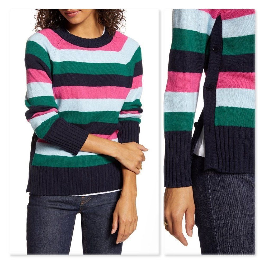 1901 Side Button Striped Sweater sz Small